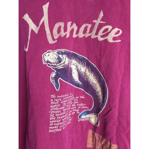 Vintage Single Stitch Fruit of the Loom Manatee Graphic T-Shirt Short Sleeves XL - Picture 3 of 7